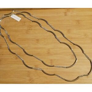 NEW French Connection Silver Curved Bar Extra Long Double Layered Necklace
